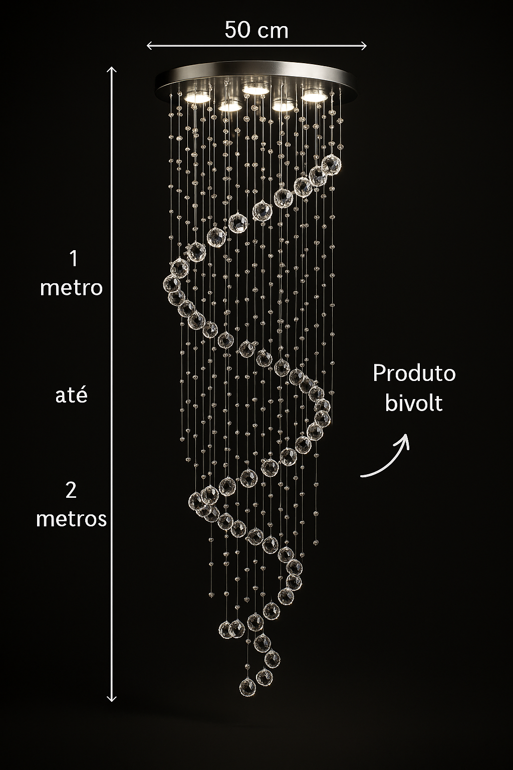 Lustre de Cristal Espiral Aurora