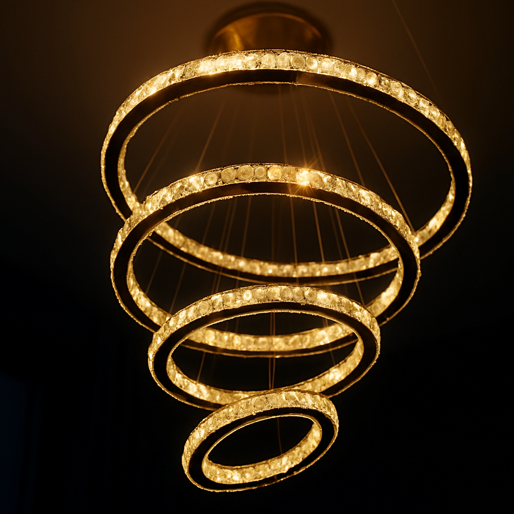 Lustre Pendente Luxo 5 Anéis