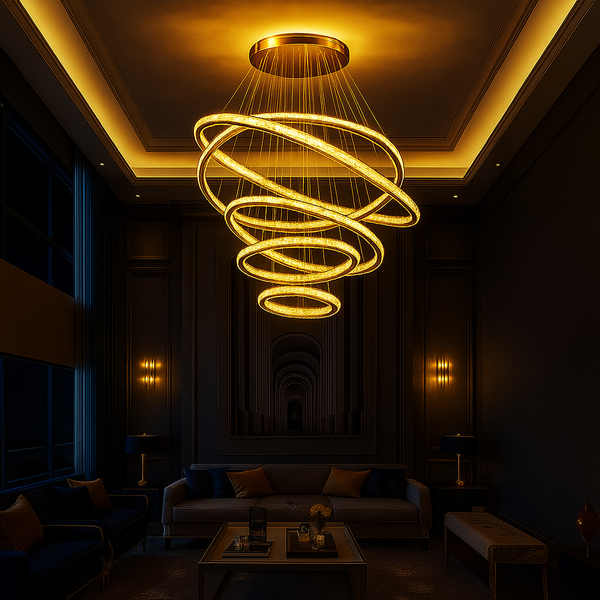 Lustre Pendente Luxo 5 Anéis